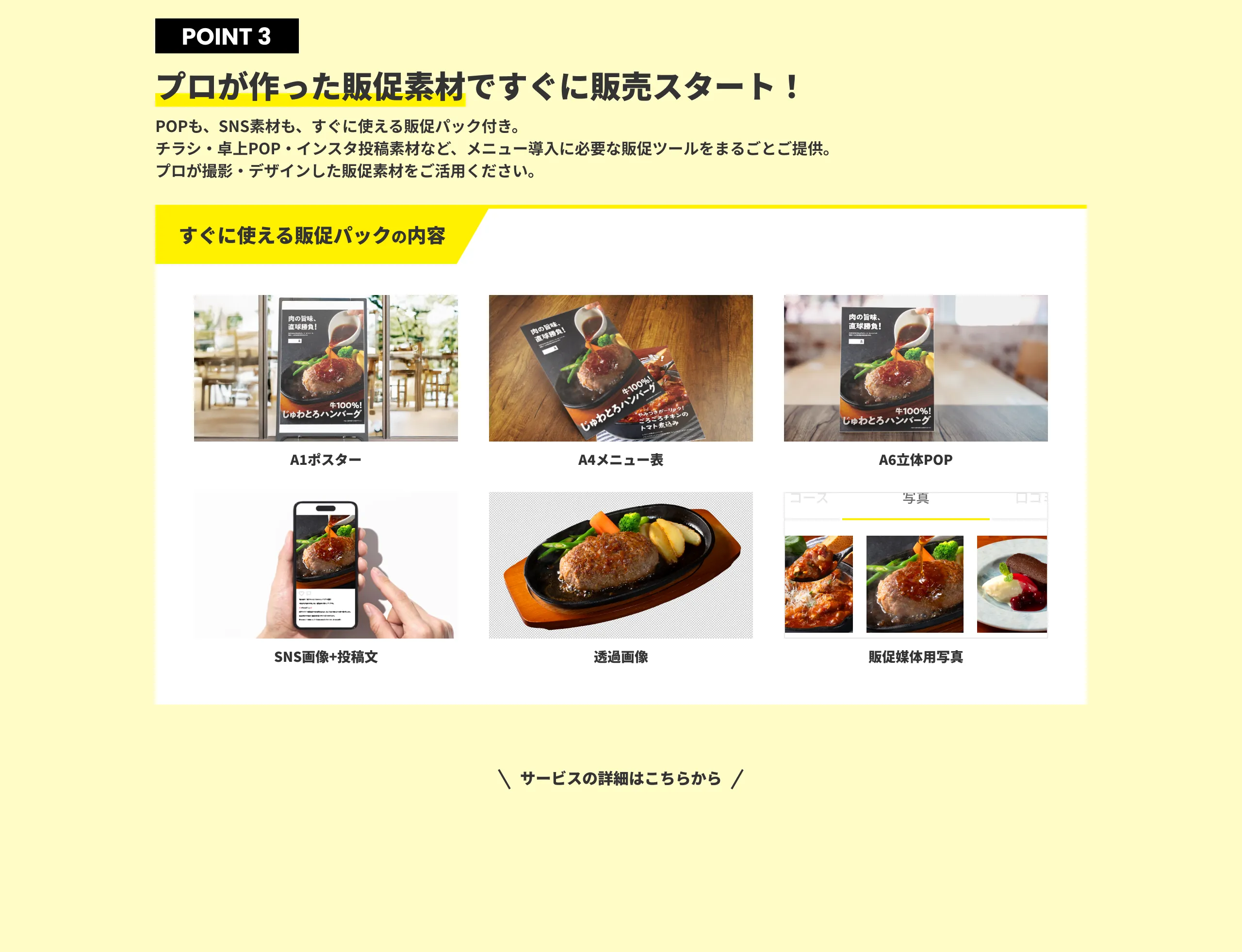 プロが作った販促素材ですぐに販売スタート！